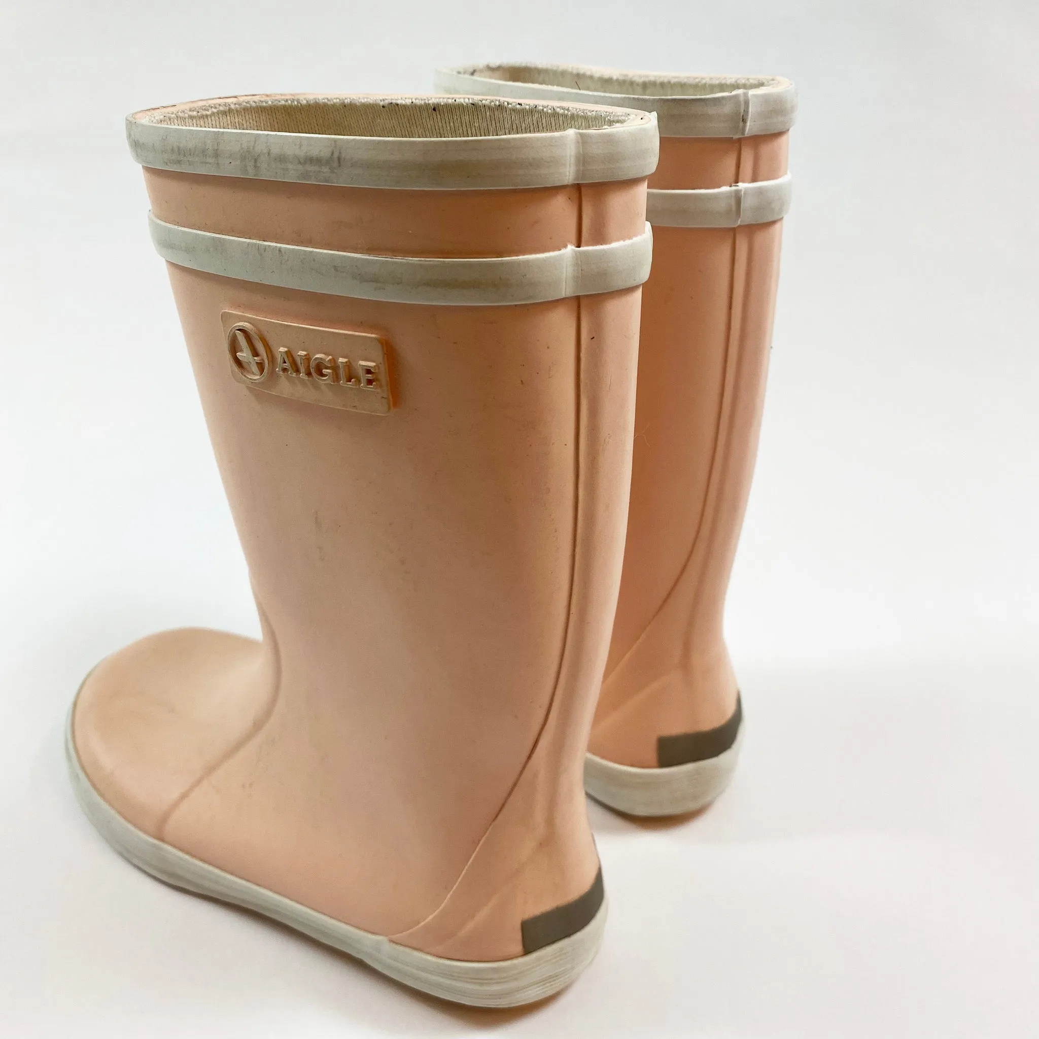 Aigle pink rain boots 27