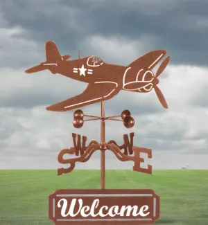 Airplane (Corsair) Rain Gauge Weathervane and Welcome Sign