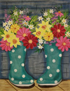 Alice Peterson 2758 Rain Boots & Flowers