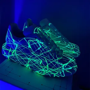 ALISANDRO MCQUEEN GLOW IN THE DARK UNISEX LEATHER CHUNKY SOLE SNEAKER