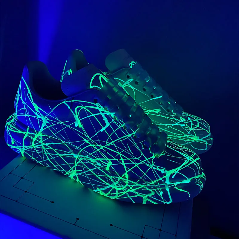 ALISANDRO MCQUEEN GLOW IN THE DARK UNISEX LEATHER CHUNKY SOLE SNEAKER