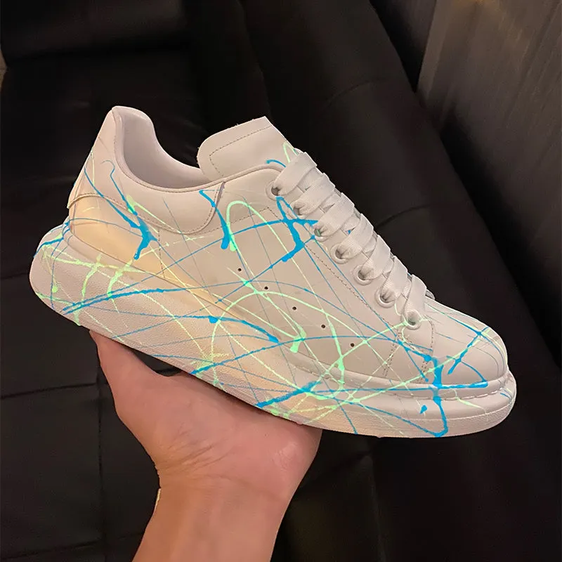 ALISANDRO MCQUEEN GLOW IN THE DARK UNISEX LEATHER CHUNKY SOLE SNEAKER