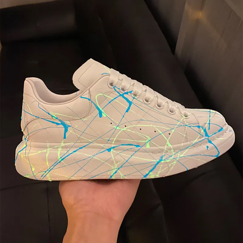ALISANDRO MCQUEEN GLOW IN THE DARK UNISEX LEATHER CHUNKY SOLE SNEAKER