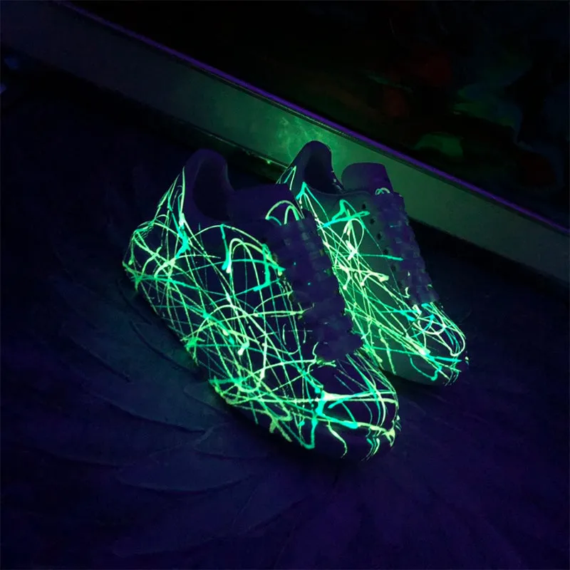 ALISANDRO MCQUEEN GLOW IN THE DARK UNISEX LEATHER CHUNKY SOLE SNEAKER