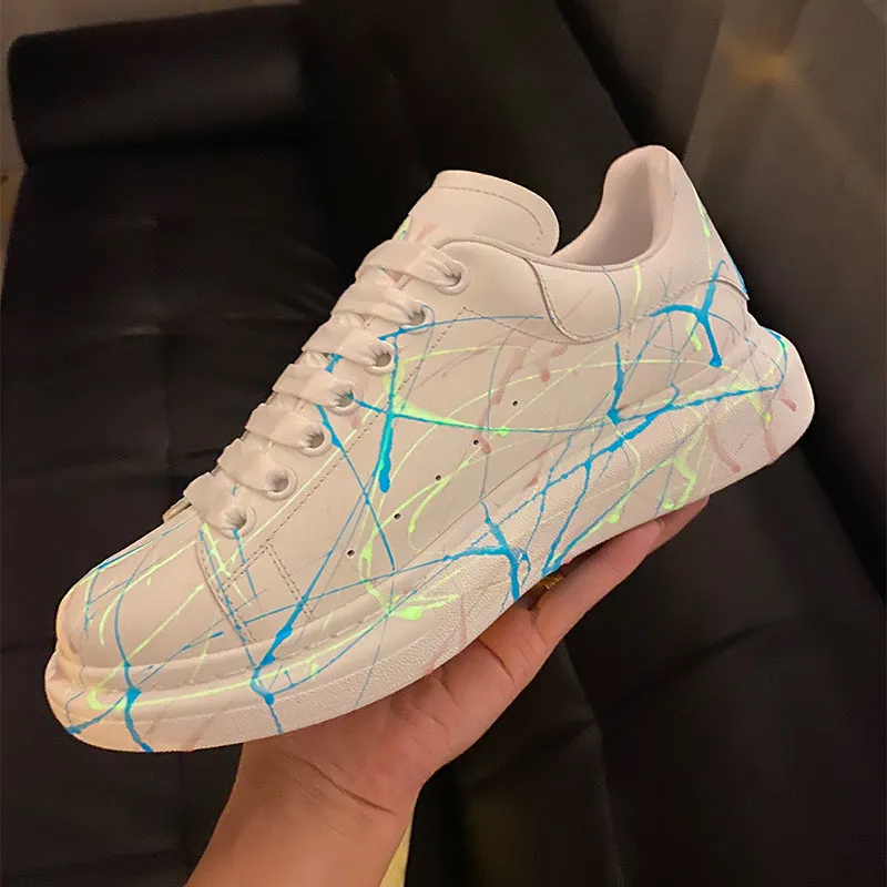 ALISANDRO MCQUEEN GLOW IN THE DARK UNISEX LEATHER CHUNKY SOLE SNEAKER