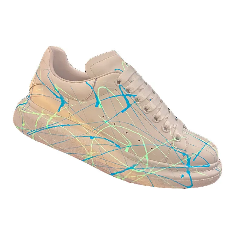 ALISANDRO MCQUEEN GLOW IN THE DARK UNISEX LEATHER CHUNKY SOLE SNEAKER