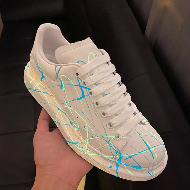 ALISANDRO MCQUEEN GLOW IN THE DARK UNISEX LEATHER CHUNKY SOLE SNEAKER