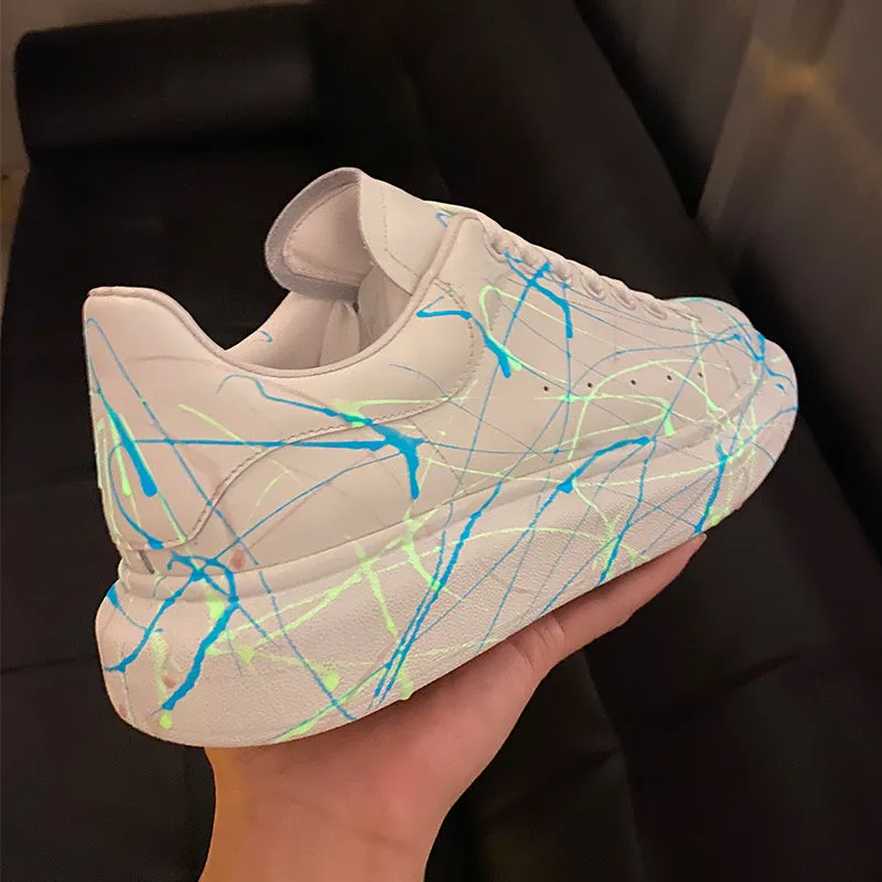 ALISANDRO MCQUEEN GLOW IN THE DARK UNISEX LEATHER CHUNKY SOLE SNEAKER