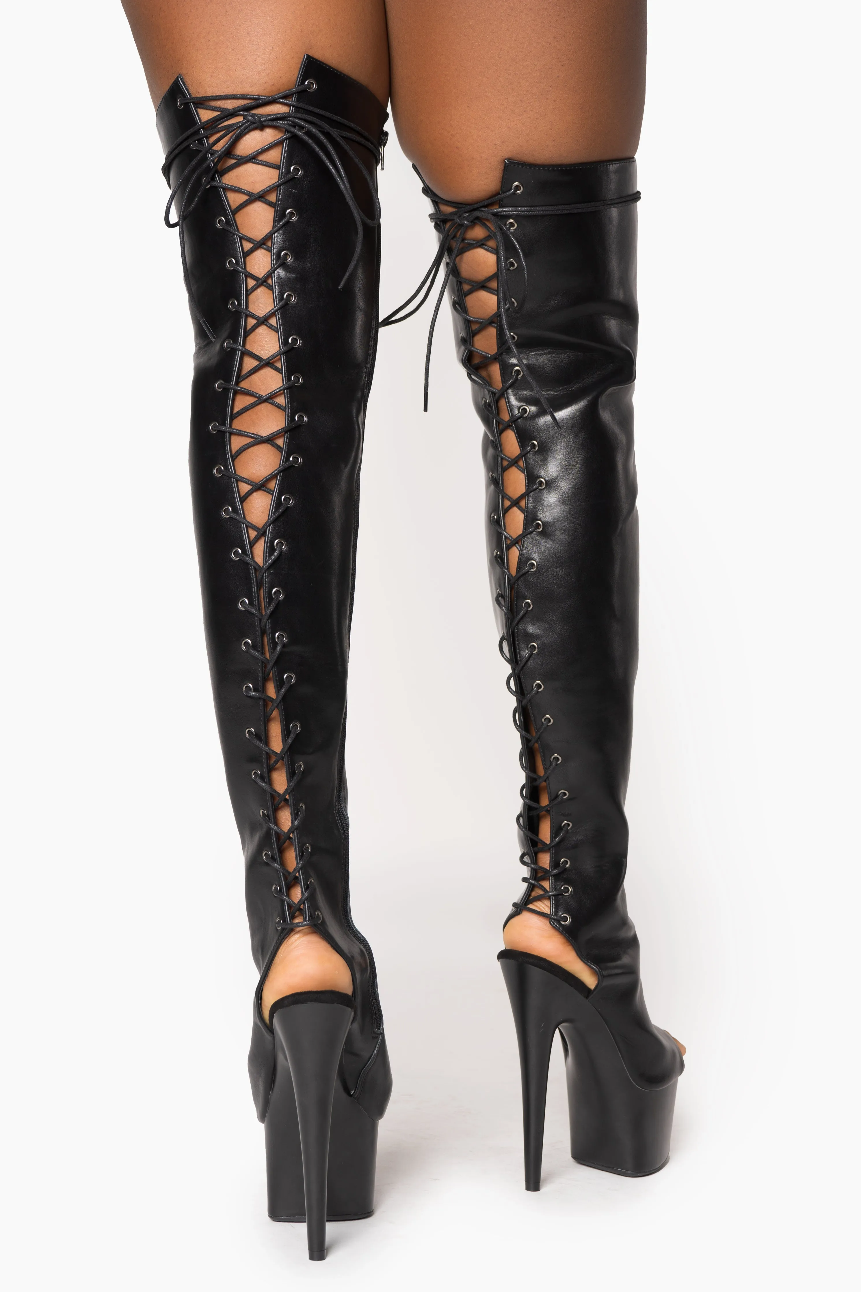 BC Black Thigh High Platform Boots
