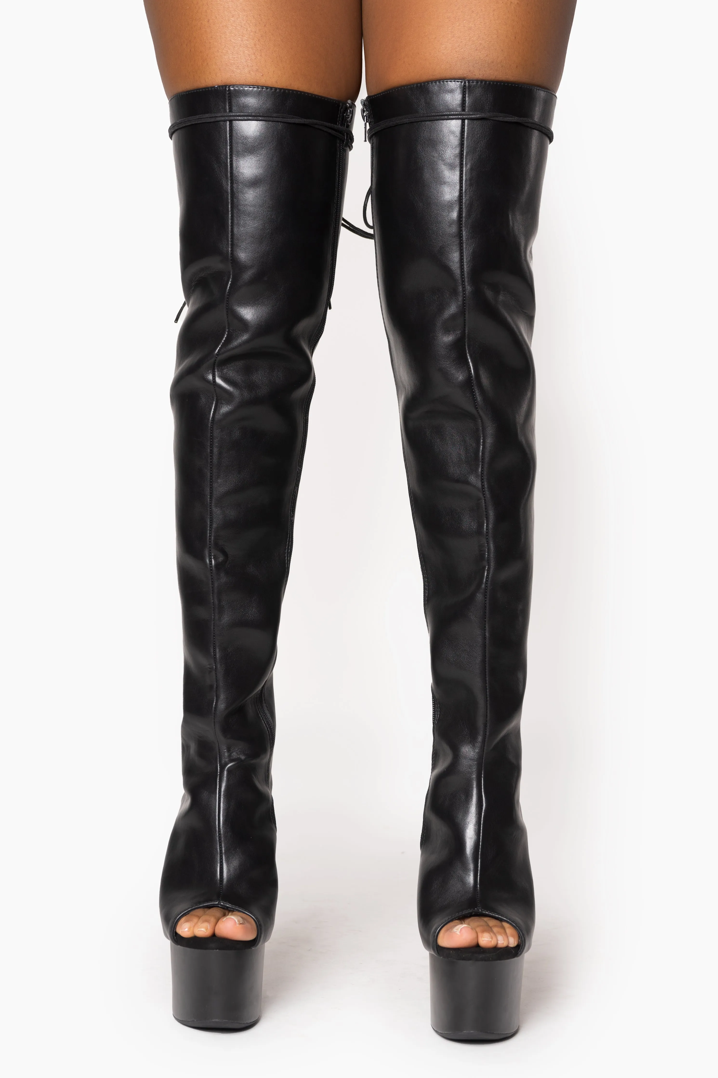 BC Black Thigh High Platform Boots