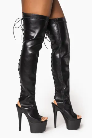 BC Black Thigh High Platform Boots