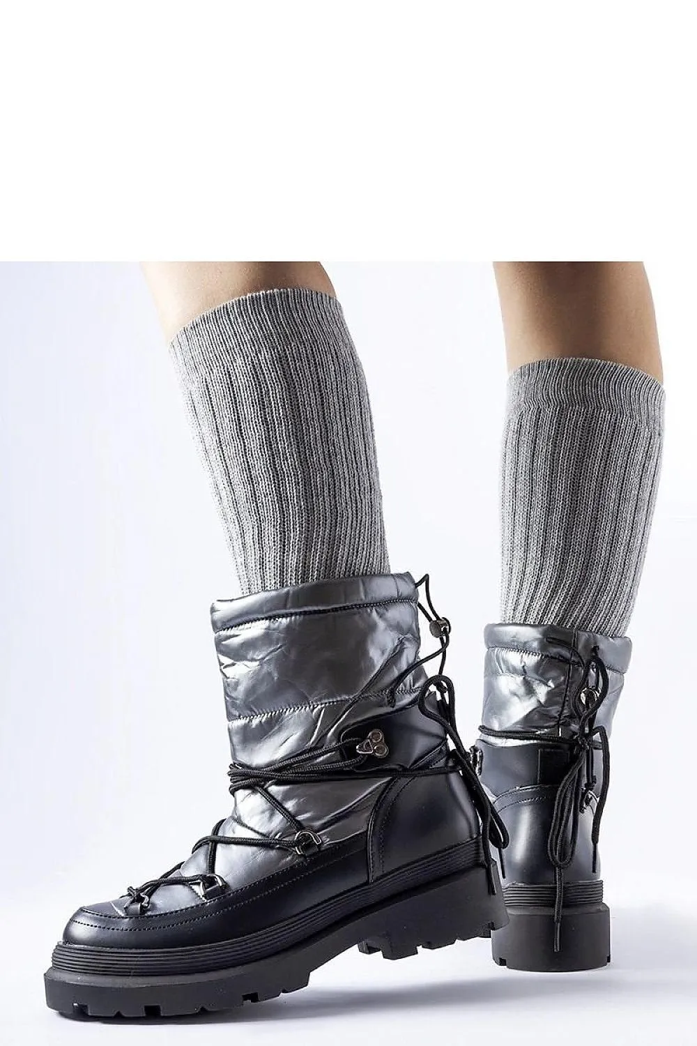 Black and gray snow boots