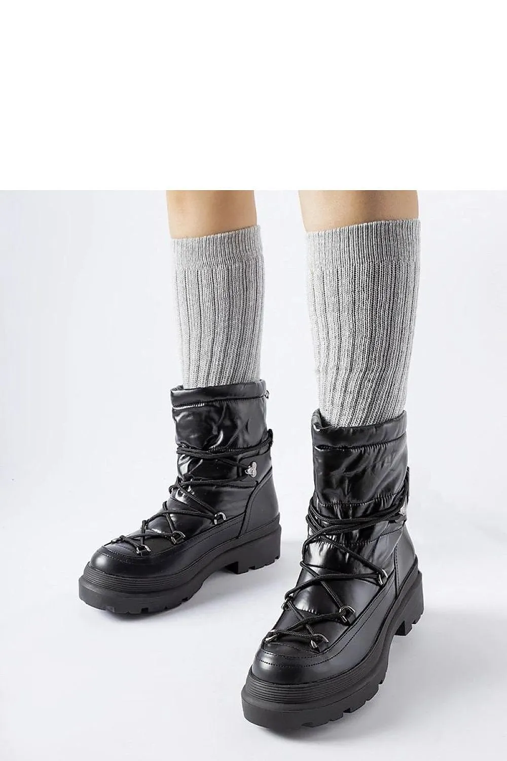 Black and gray snow boots