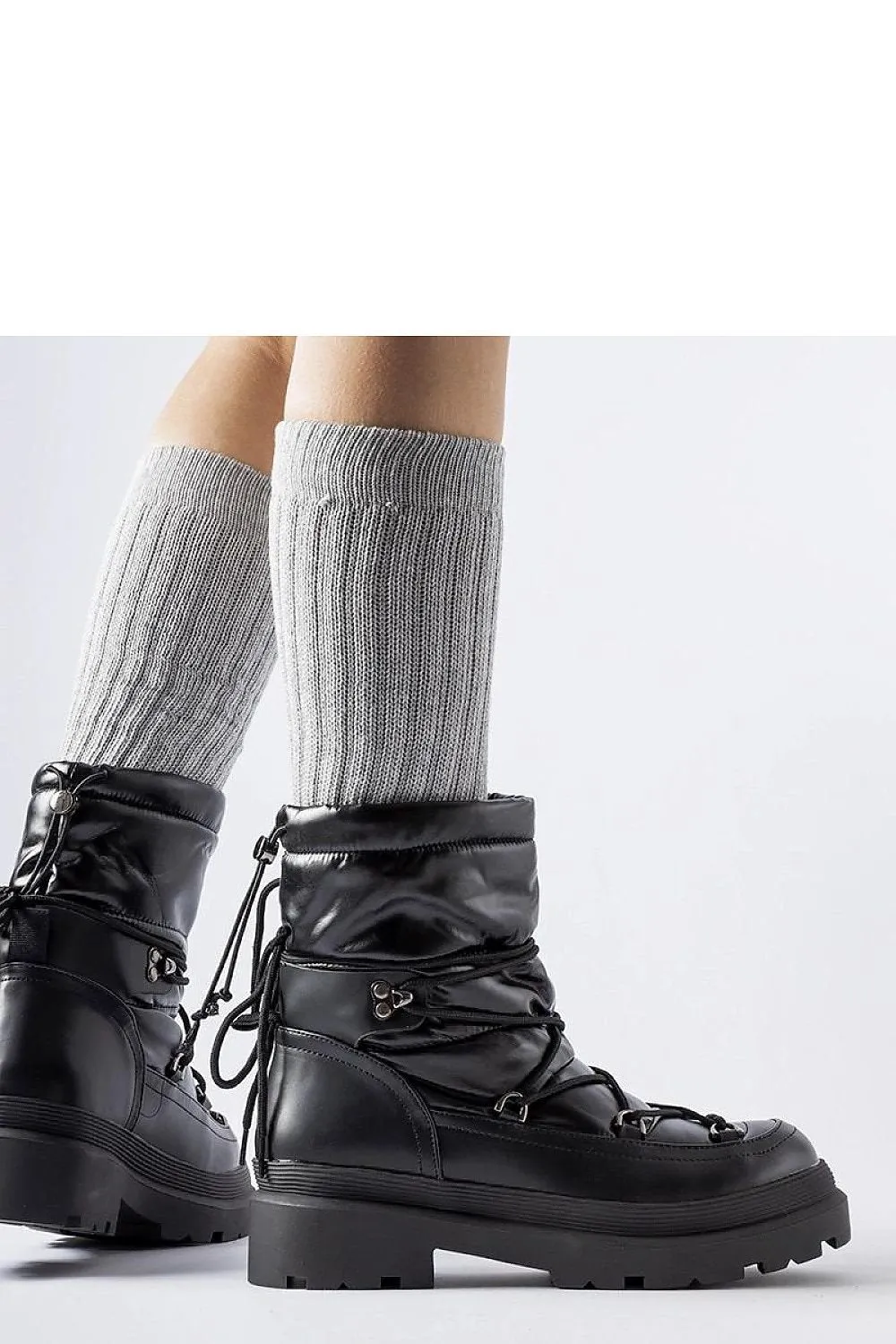 Black and gray snow boots