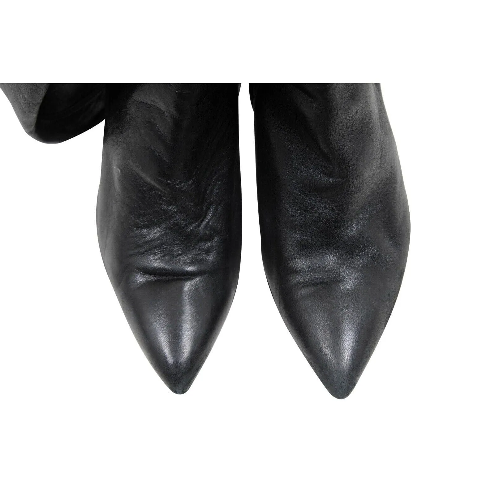 Black Leather Thigh High Boots