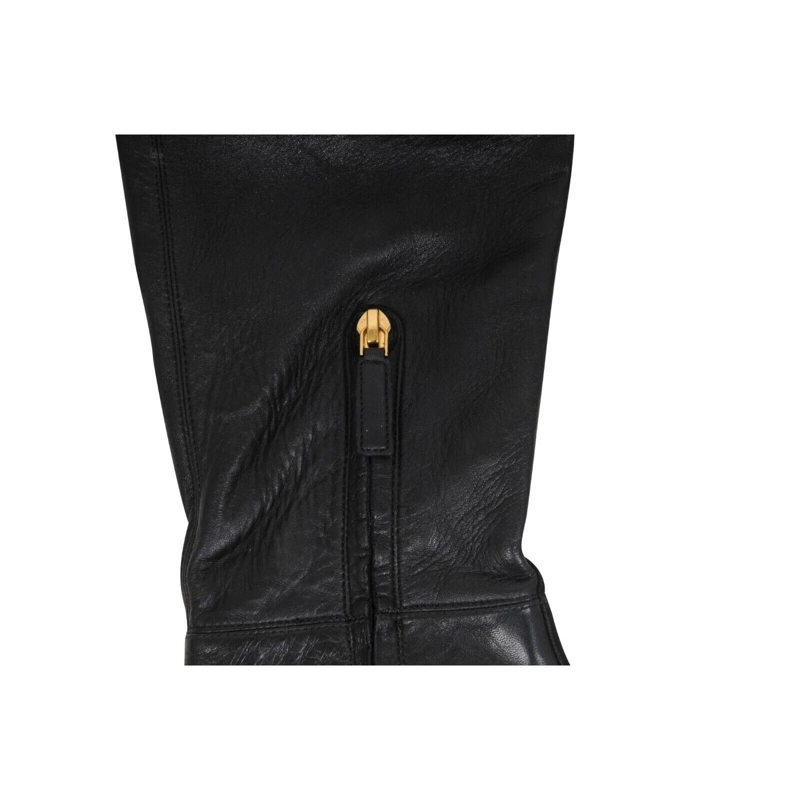 Black Leather Thigh High Boots