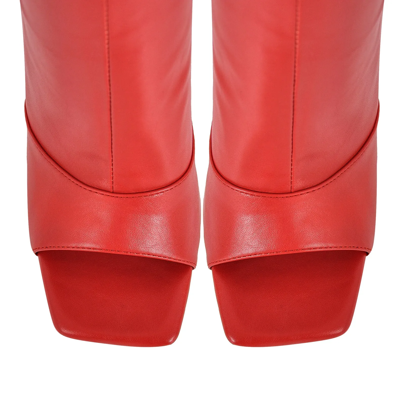 Black Open Square Toe Over The Knee Stiletto Zipper Boots