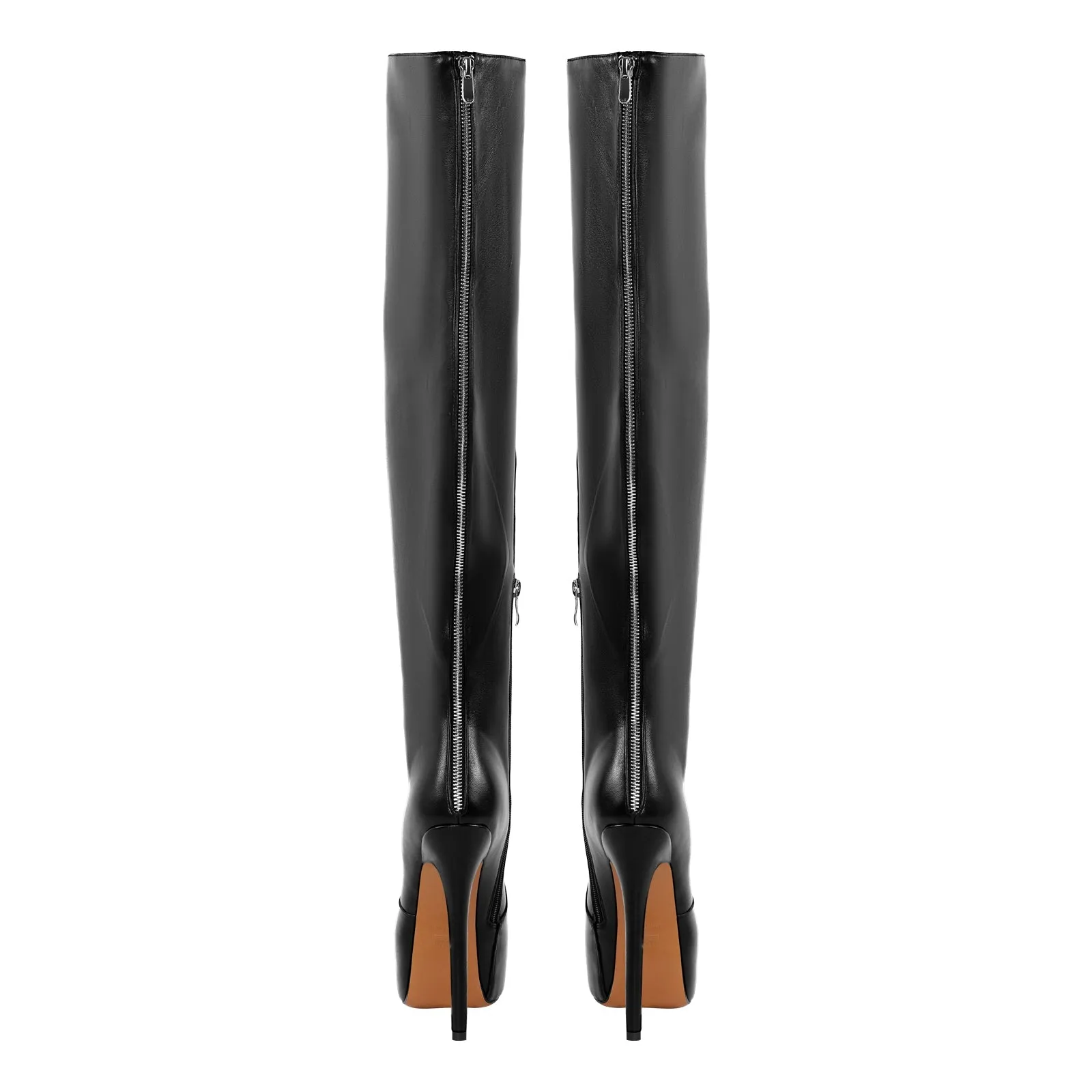 Black Platform Wide Thigh High Boots