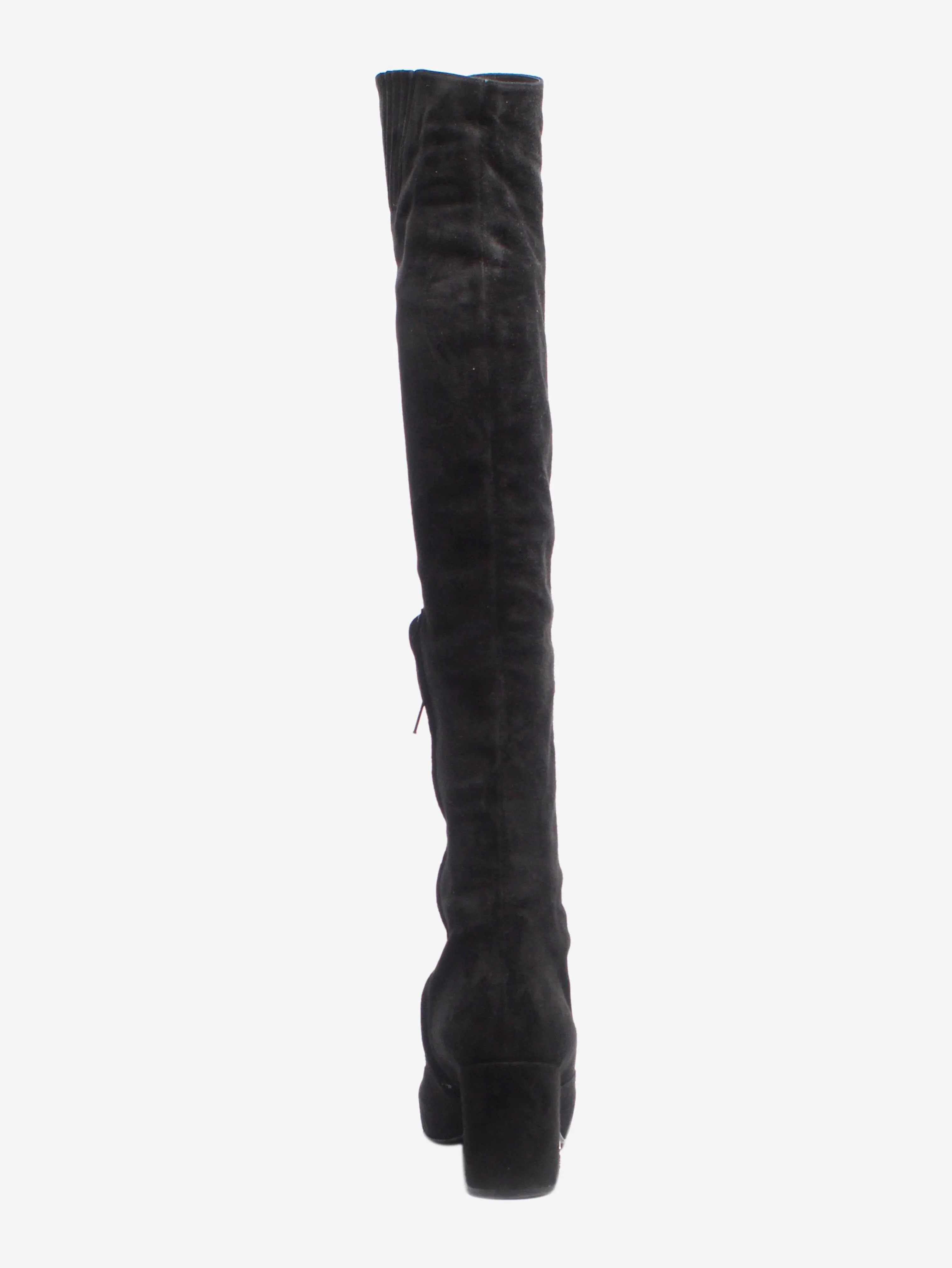 Black suede thigh-high boots - size EU 37