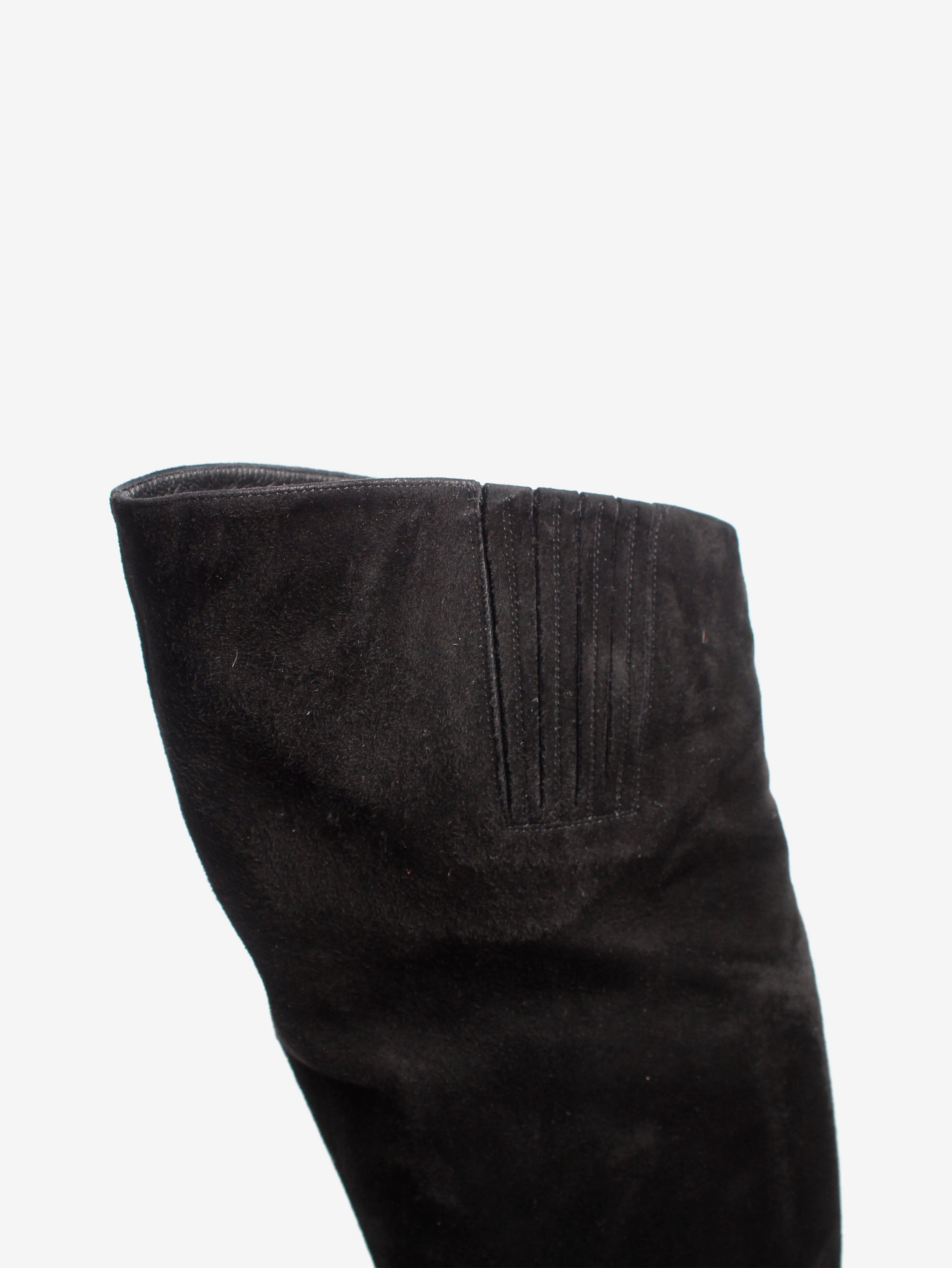 Black suede thigh-high boots - size EU 37