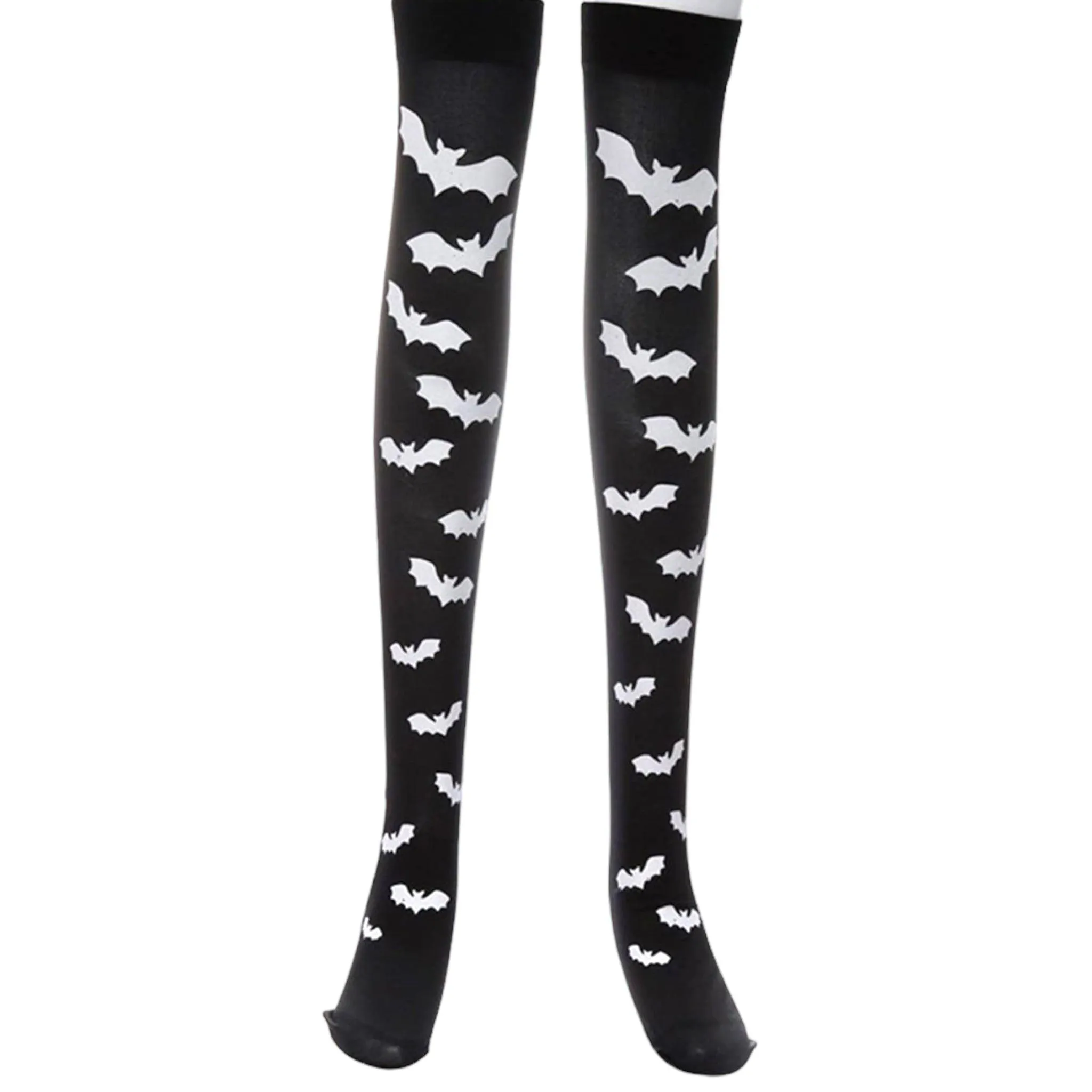 Black Thigh High Graphic Stocking Socks
