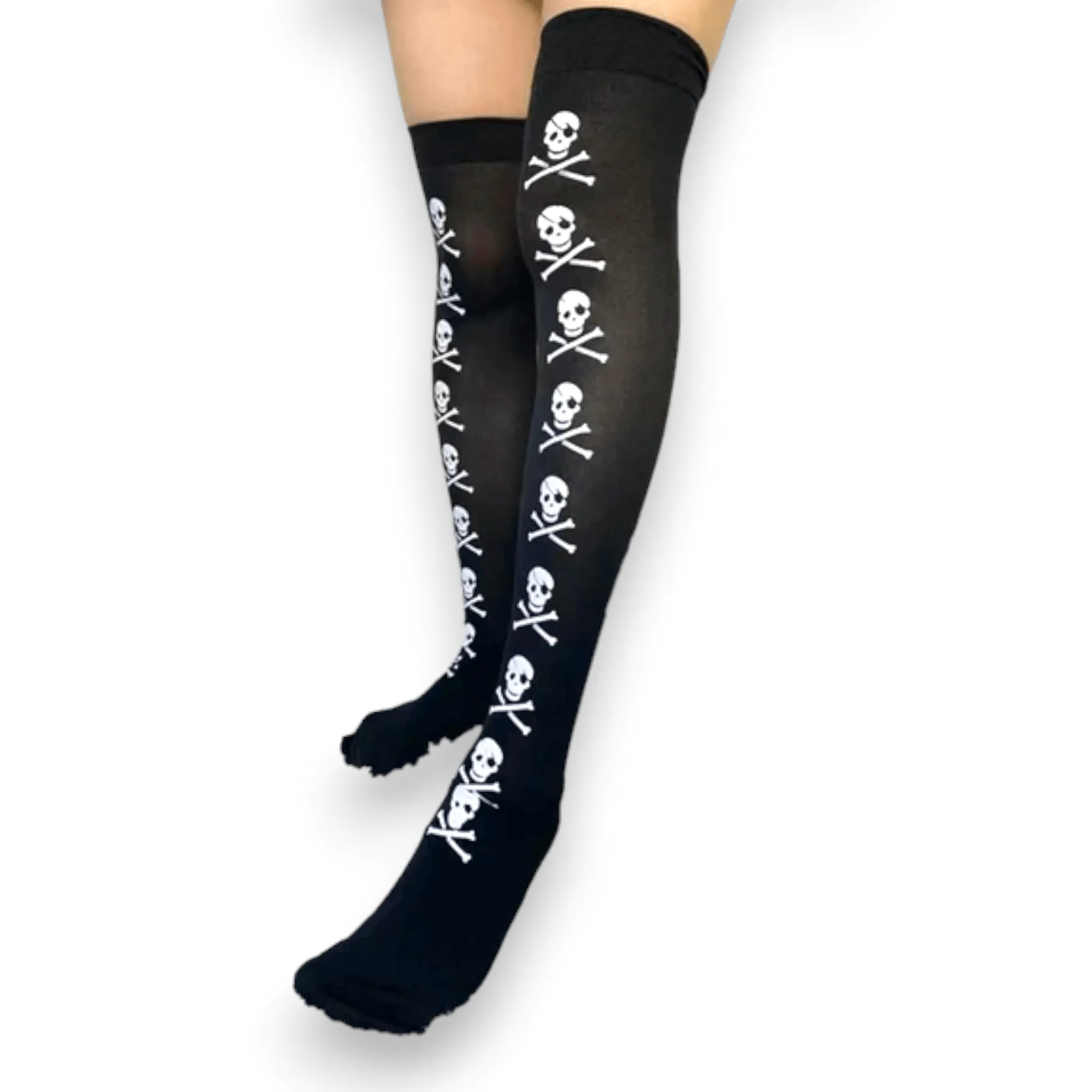 Black Thigh High Graphic Stocking Socks