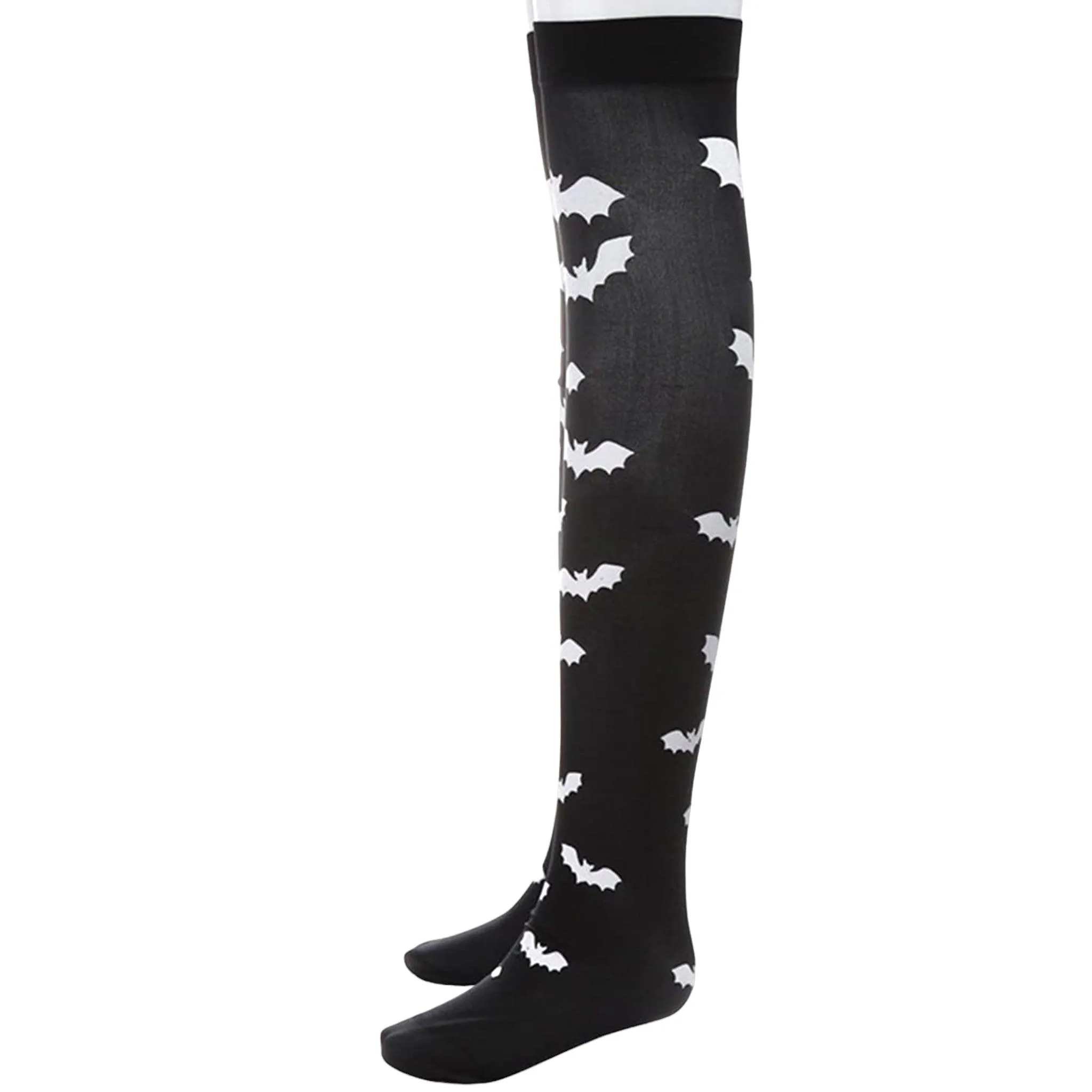 Black Thigh High Graphic Stocking Socks