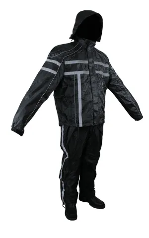 Black/Orange Textile Two-Piece Rain Suit By Dream Apparel