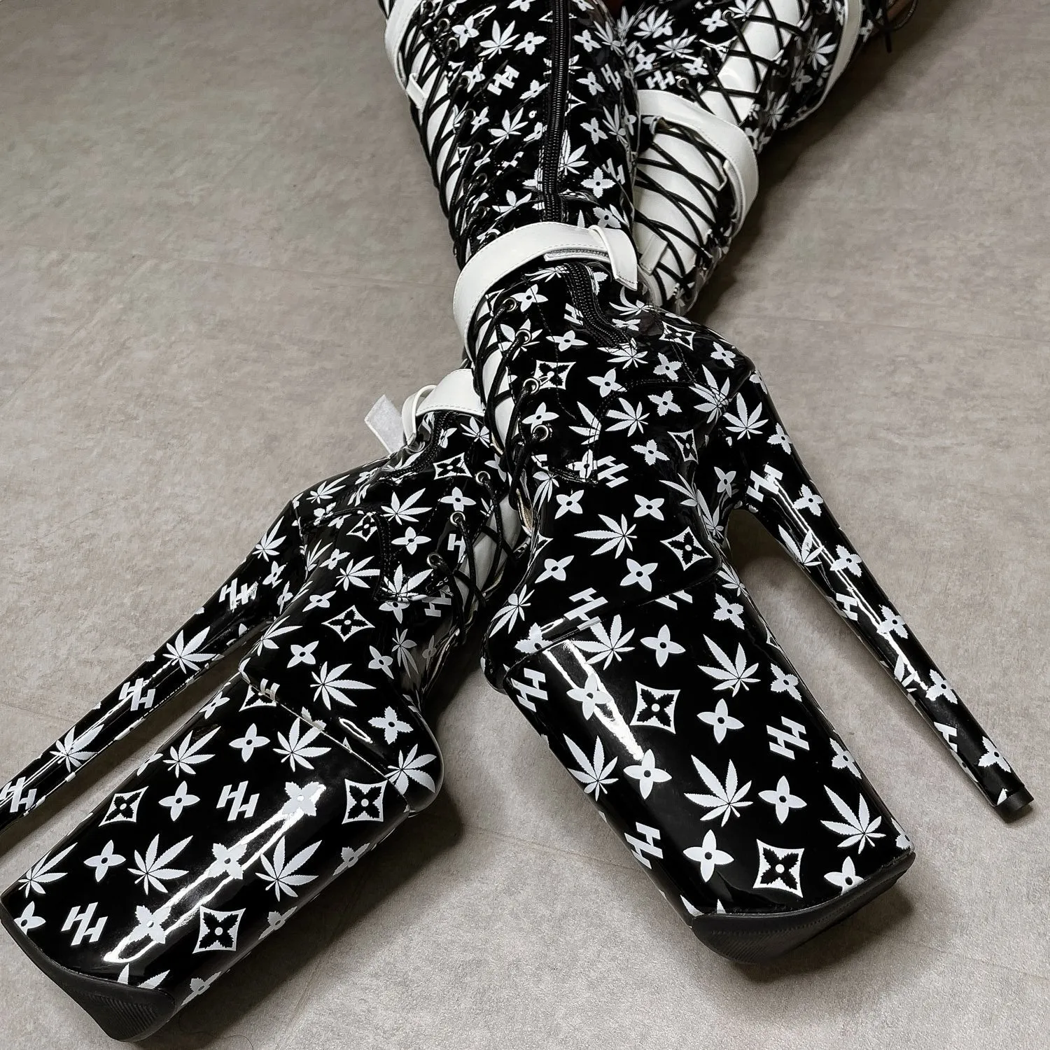 Branded Thigh High - Black - 9 INCH
