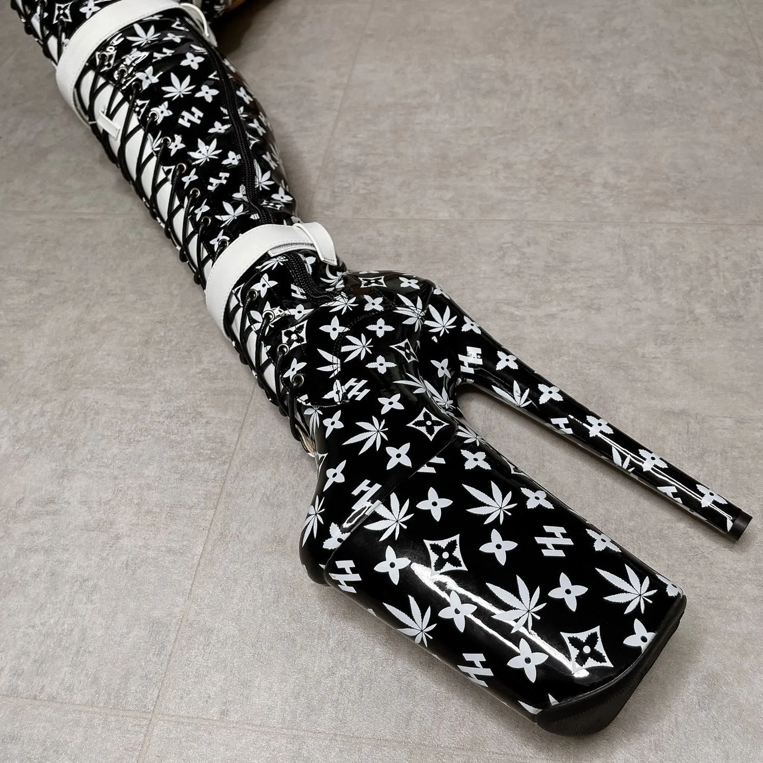 Branded Thigh High - Black - 9 INCH