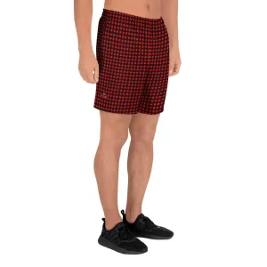 Buffalo Red Men's Shorts, Plaid Athletic Best Workout Designer Long Shorts- Made in USA/MX/EU