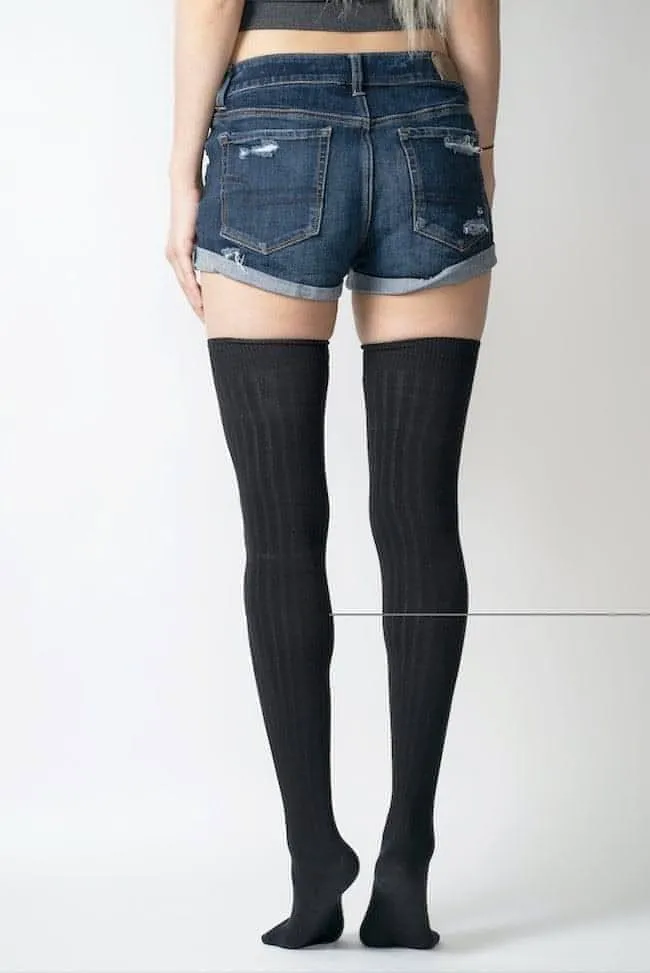 Bundled Ribbed Thigh High Socks