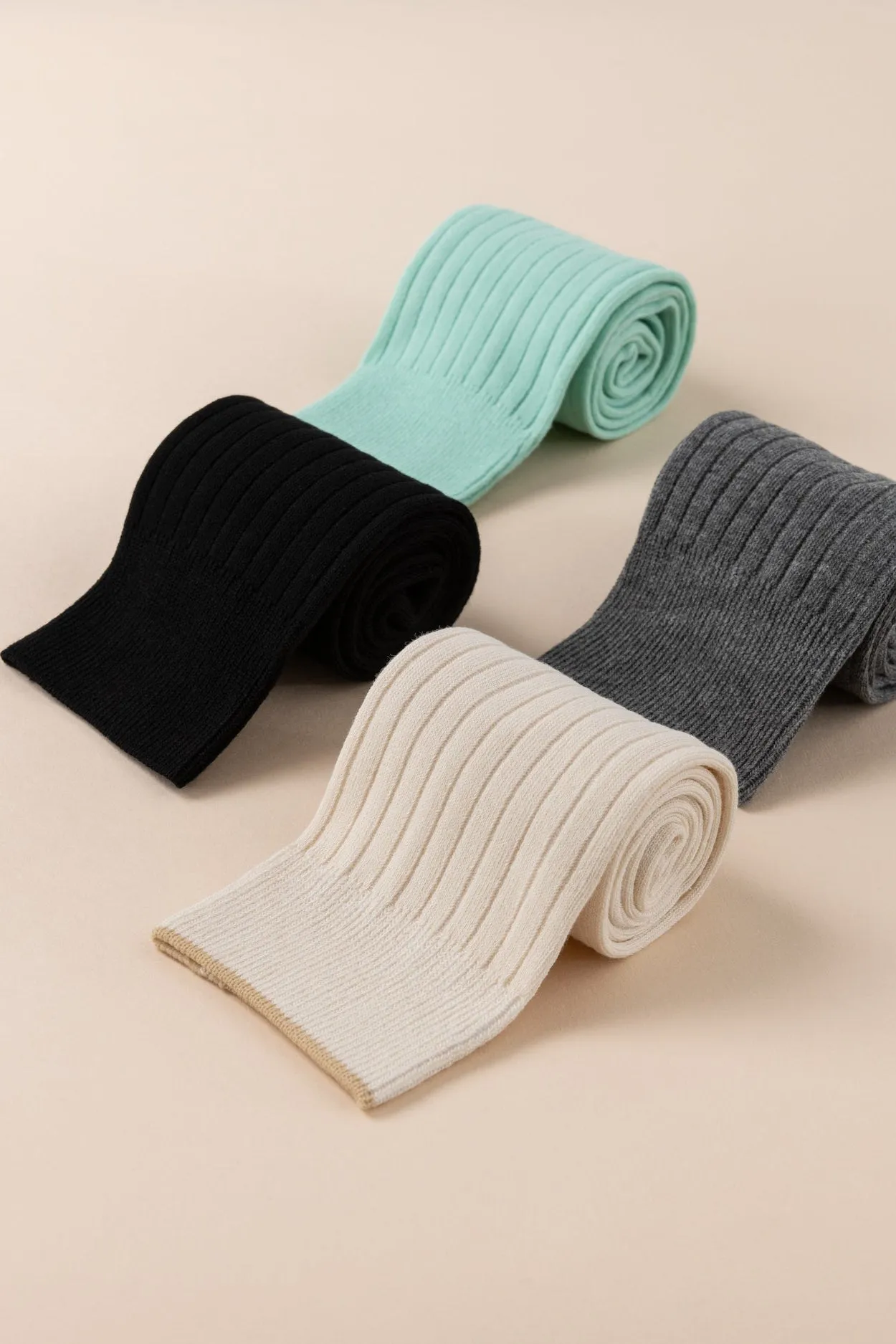 Bundled Ribbed Thigh High Socks