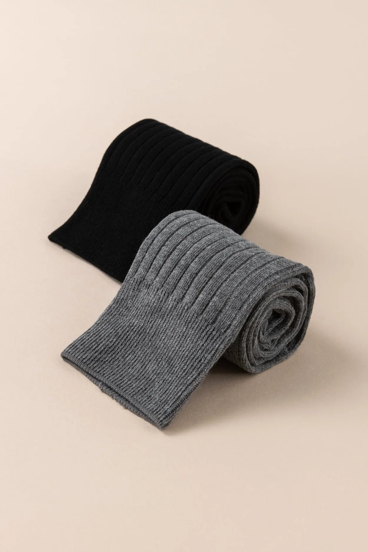 Bundled Ribbed Thigh High Socks