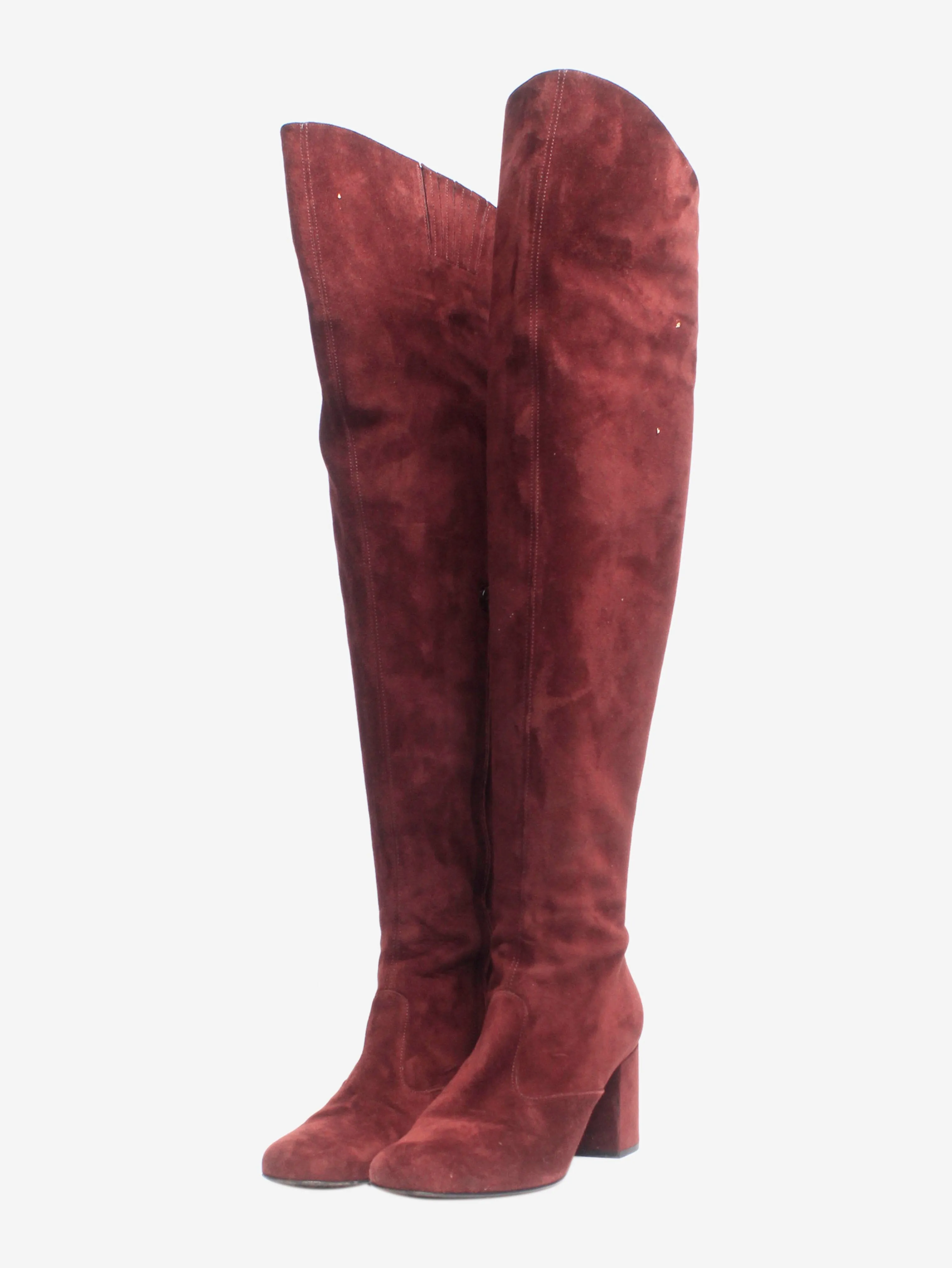 Burgundy suede thigh-high boots - size EU 37