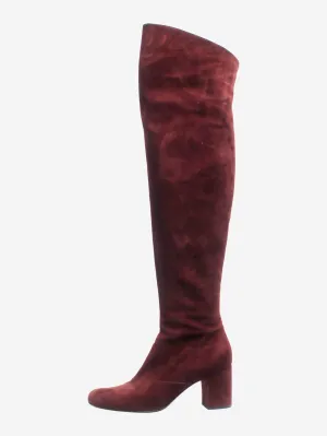 Burgundy suede thigh-high boots - size EU 37