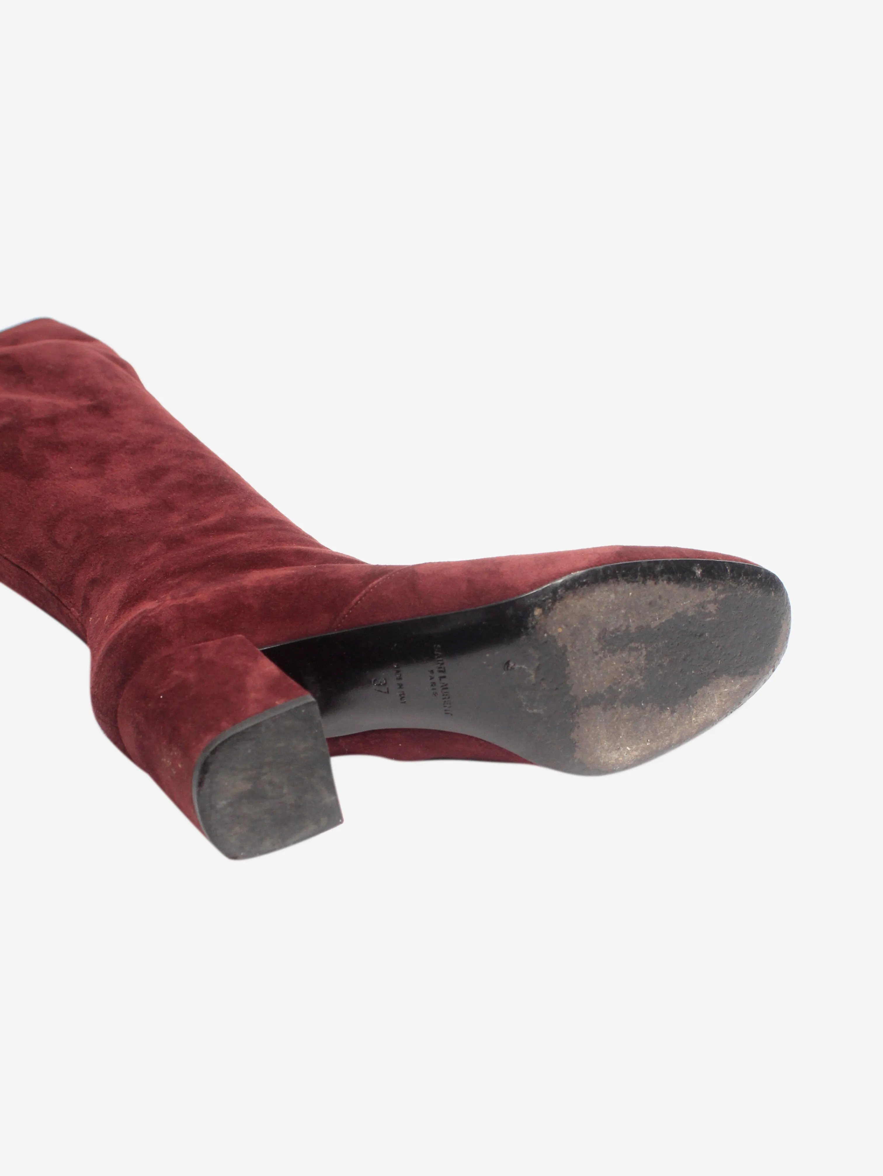 Burgundy suede thigh-high boots - size EU 37