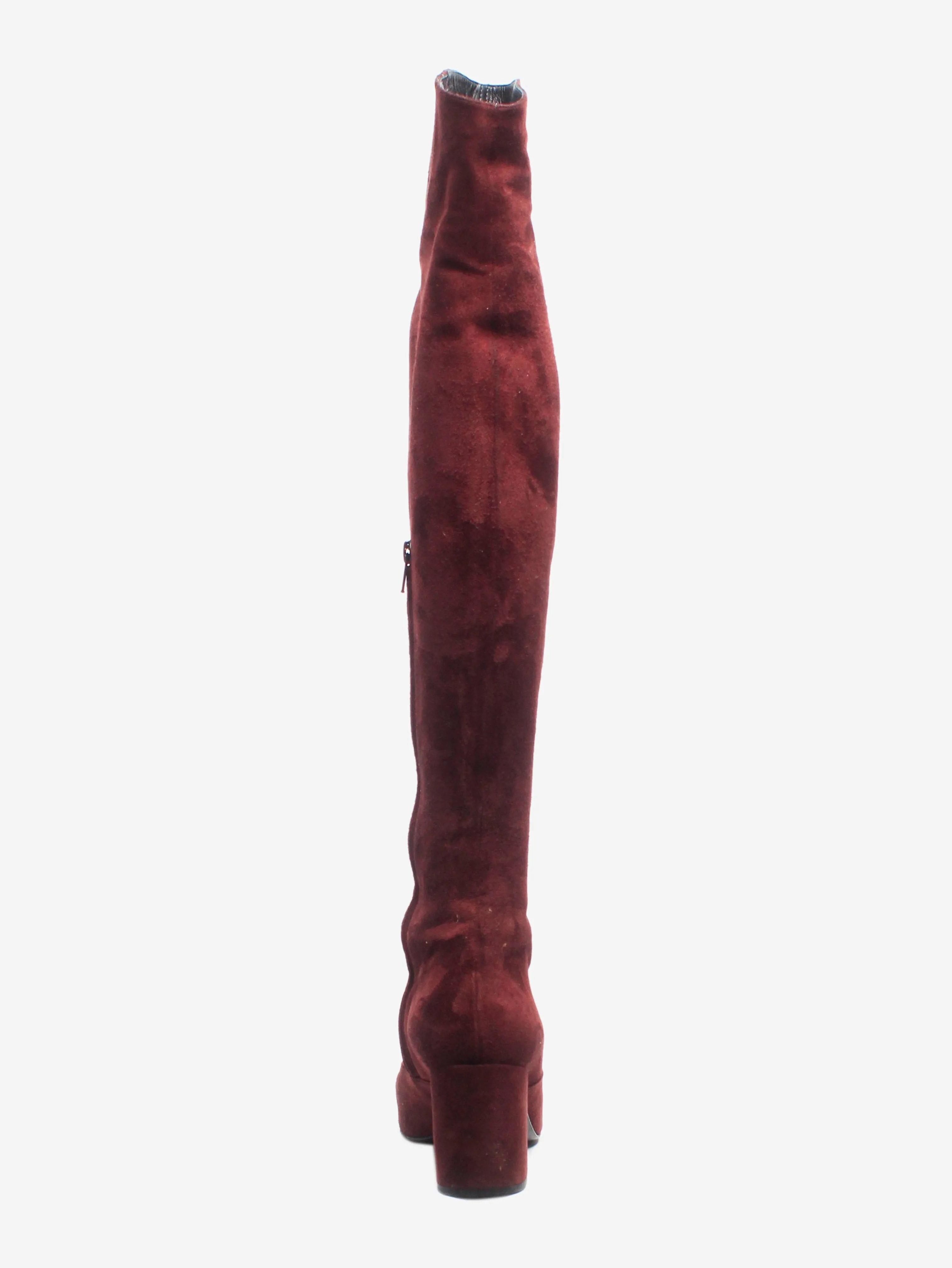 Burgundy suede thigh-high boots - size EU 37