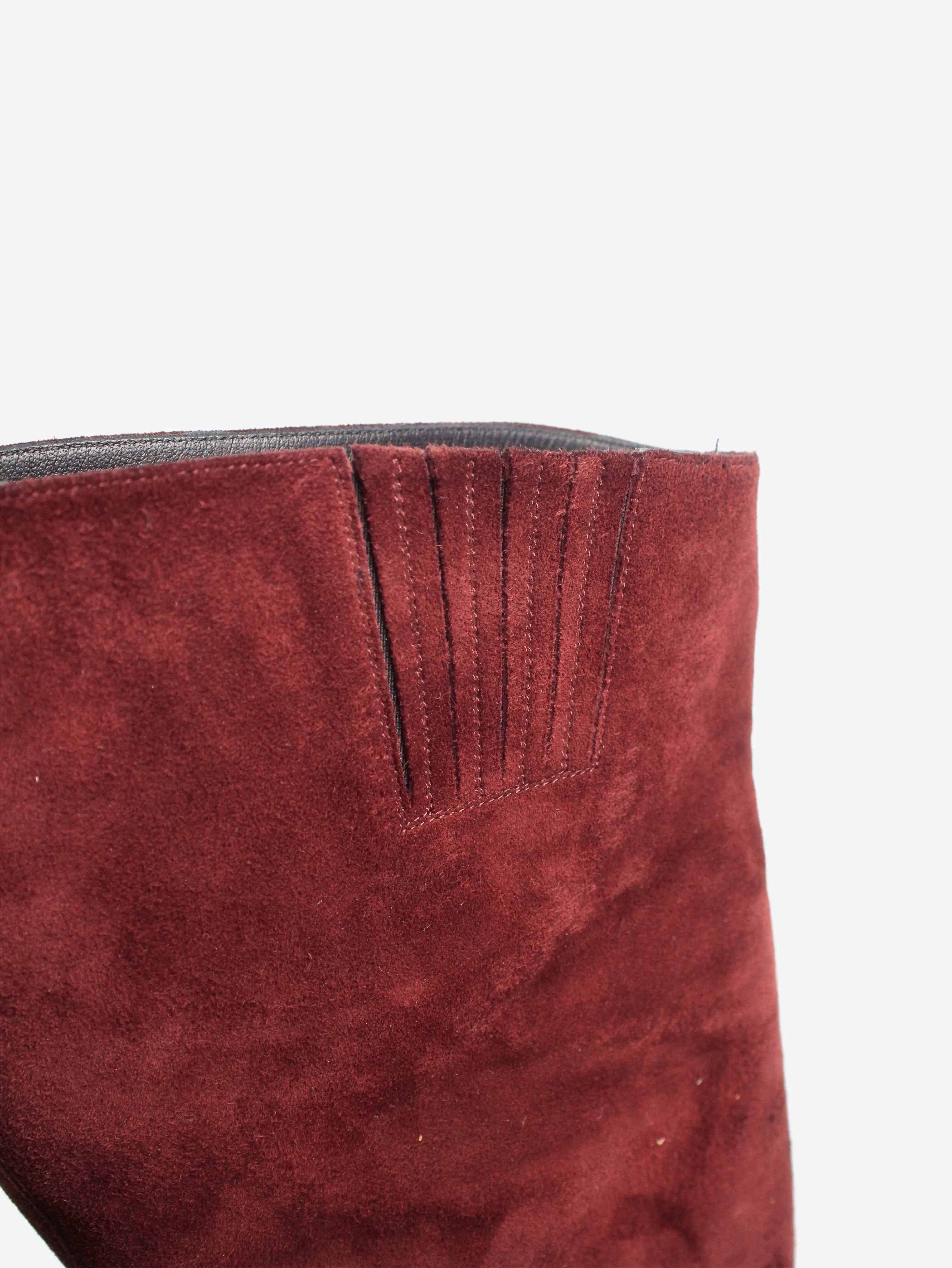 Burgundy suede thigh-high boots - size EU 37