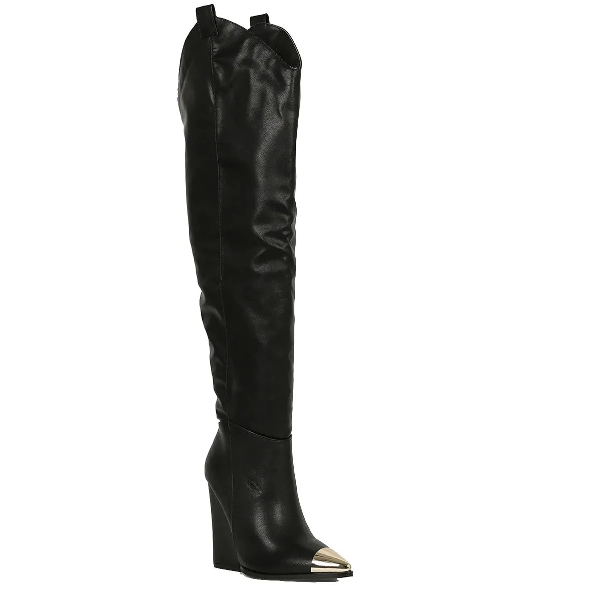 Cape Robbin HITCH ROCKSTAR WESTERN OVER THE KNEE BOOTS- BLACK