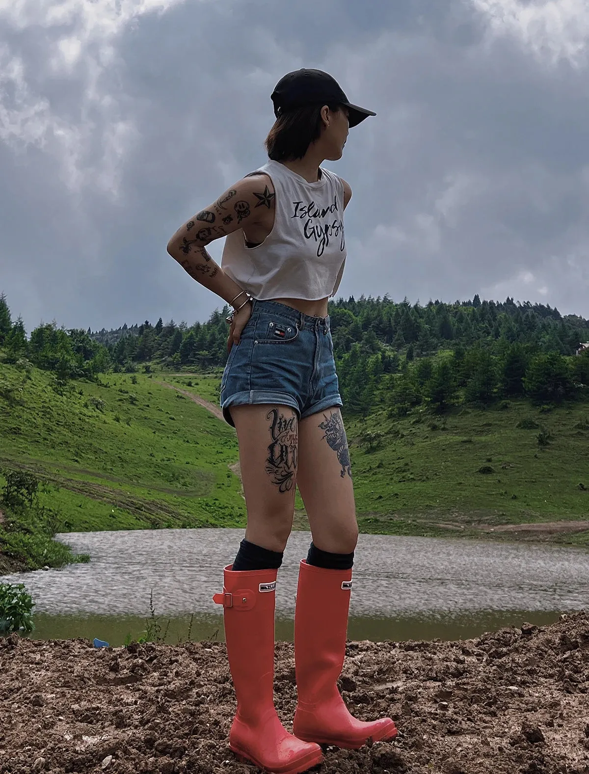 Cherry Red Gumboots