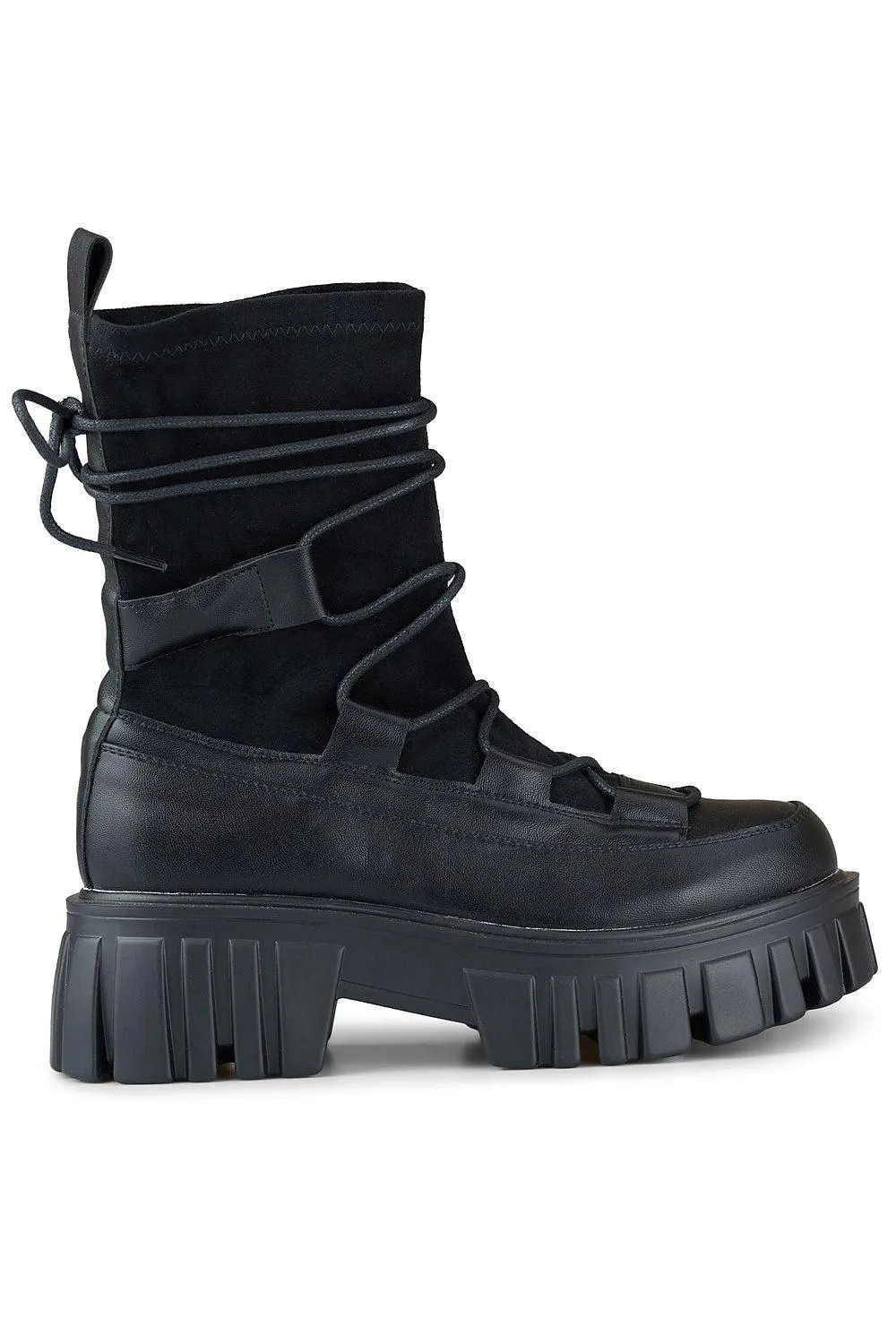 Chic Black Suede High-Top Boots