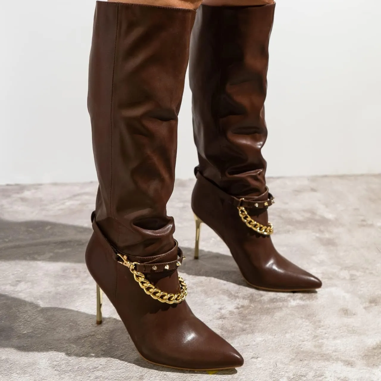 Chic Stiletto Heeled Western Boots for Women - Stylish Cowgirl Knee High Fashion Footwear