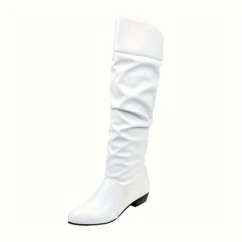 Chic Womens Pleated Chunky Heel Boots for Stylish Outfits