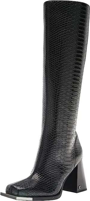 Circus by Sam Edelman Nate Black Snake Print Squared Toe Knee High Tall Boots