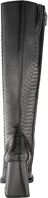 Circus by Sam Edelman Nate Black Snake Print Squared Toe Knee High Tall Boots
