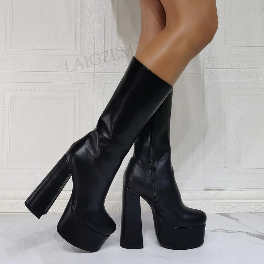 Claf High Boots Block Heels