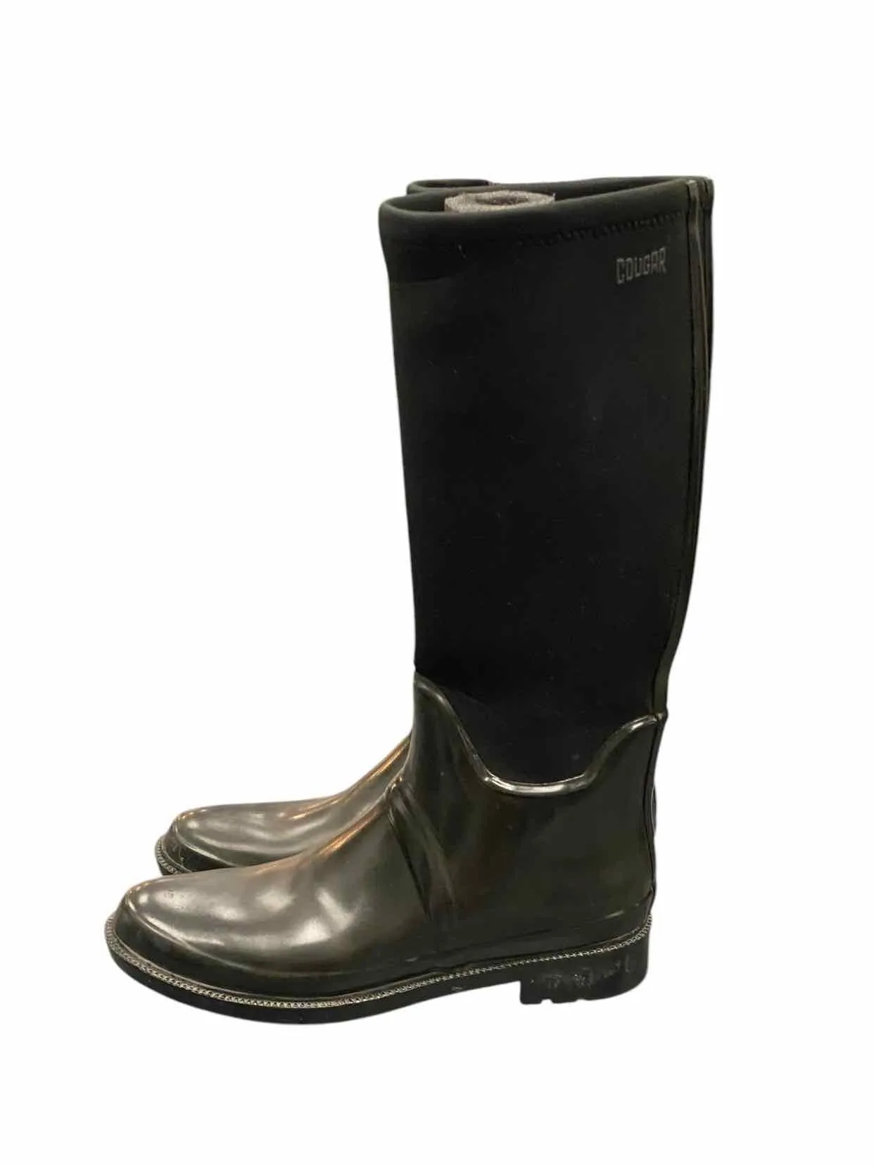 Cougar Shoe Size 11 Black Rain Boots(knee)