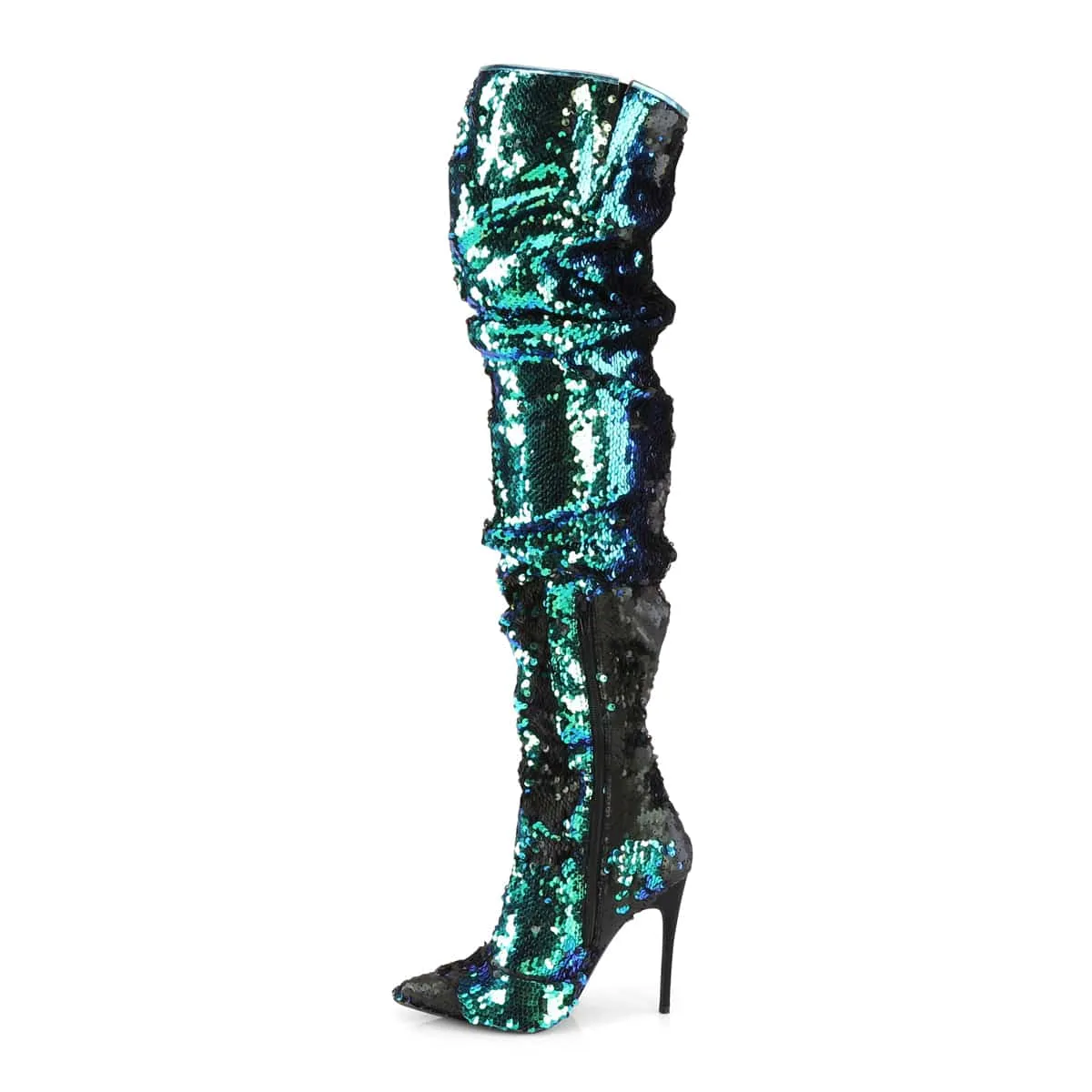 COURTLY-3011 Green Iridescent Sequins