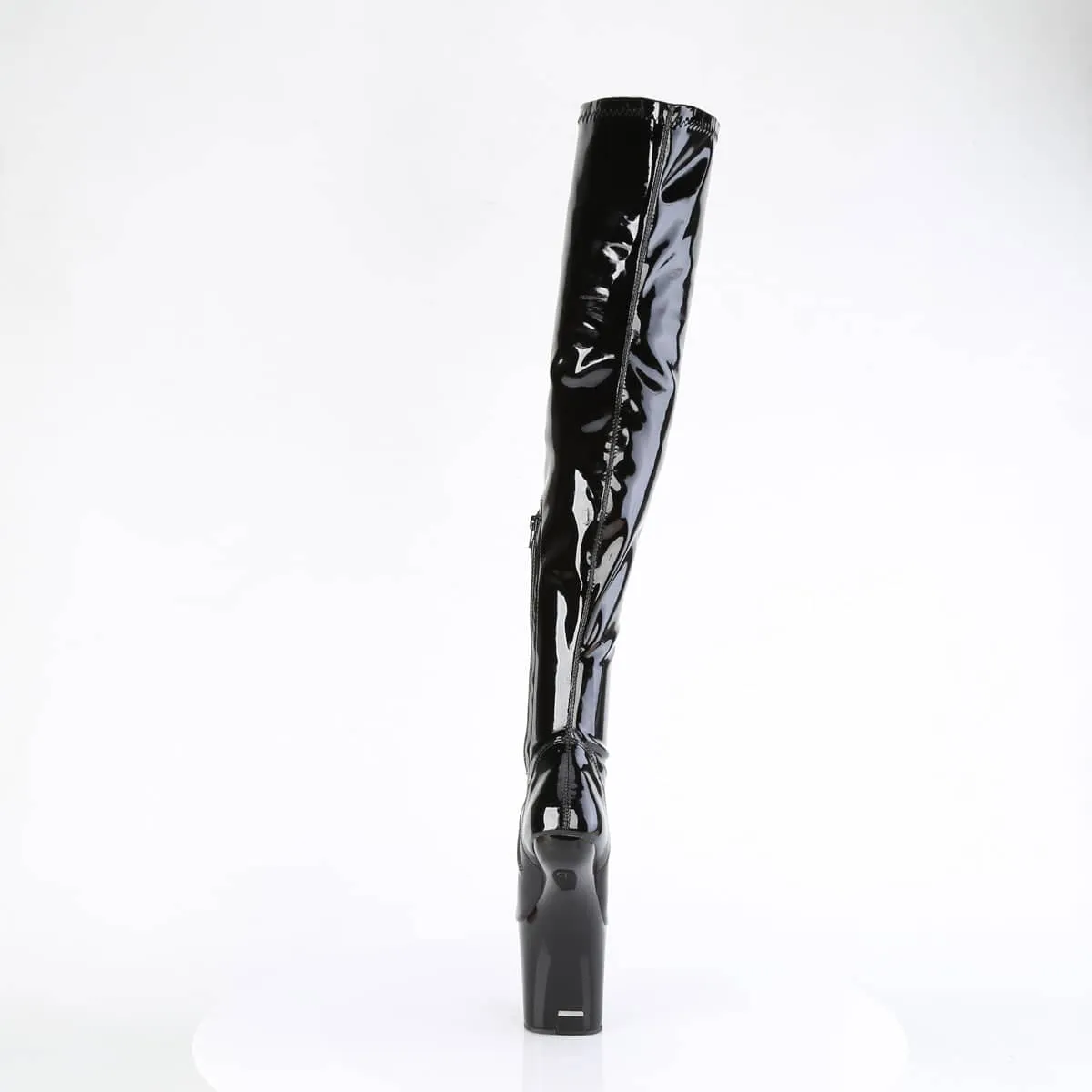 CRAZE-3000 Black Thigh High Heelless Boots